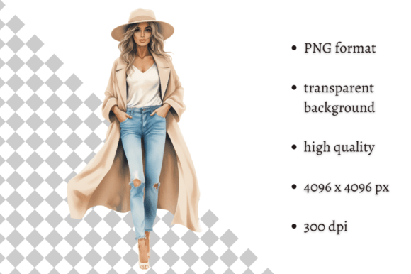 Download Fashion Girl in Beige &amp; Blue Clipart - Premium Resources