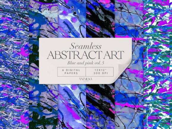 Download Blue and Pink Abstract Art Paper Pack - Ink Collection