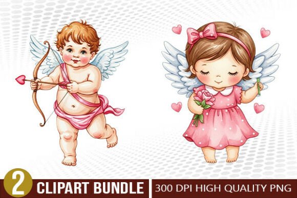 Download Cute Cupid Valentine Illustration Set - Illustration Collection