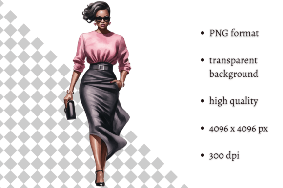 Download Fashion Lady Boss in Pink PNG Clipart - Ink Collection
