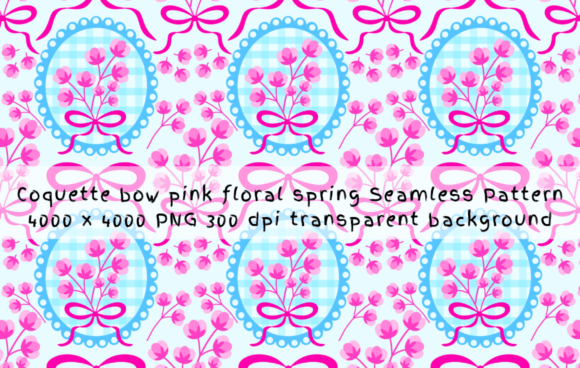 Download Coquette Bow Pink Floral Spring Pattern - Ink Collection