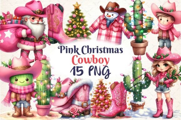 Download Pink Christmas Cowboy Clipart PNG - Ink Collection