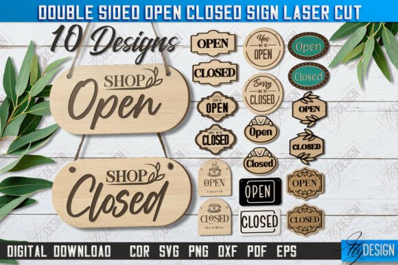 Download Double-Sided Open Closed Sign Bundle|CNC - Sign Collection