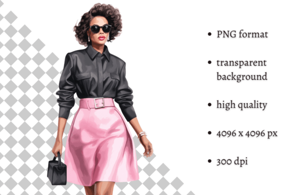 Download Fashion Lady Boss in Pink PNG Clipart - Ink Collection
