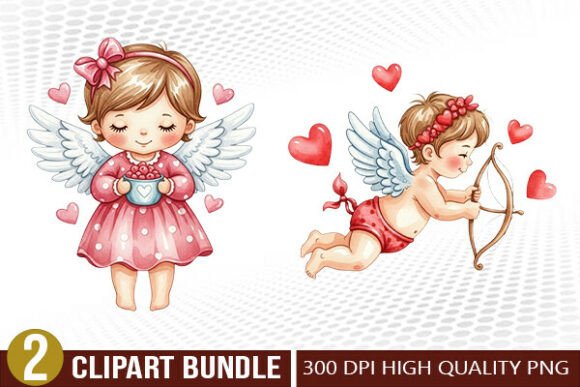 Download Cute Cupid Valentine Illustration Set - Illustration Collection