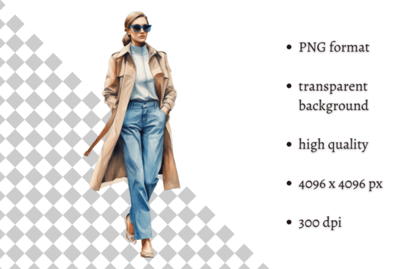 Download Fashion Girl in Beige &amp; Blue Clipart - Premium Resources