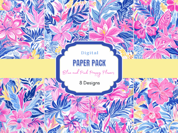 Download Blue and Pink Tropical Watercolor Floral - Ink Collection