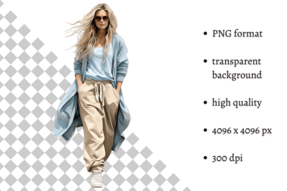 Download Fashion Girl in Beige &amp; Blue Clipart - Premium Bundle