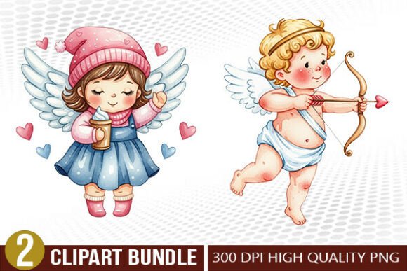 Download Cute Cupid Valentine Illustration Set - Illustration Collection