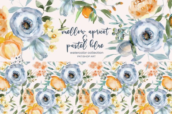 Download Mellow Apricot Pastel Blue Clipart Set - Blue clipart Collection
