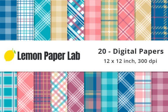 Download Blue and Pink Plaid Digital Paper - Ink Collection