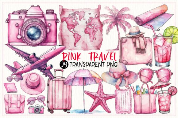 Download Pink Watercolor Travel PNG Clipart - Ink Collection