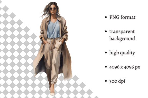 Download Fashion Girl in Beige &amp; Blue Clipart - Premium Bundle