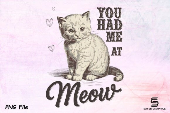 Download Vintage Valentine's Day Cat PNG Design - Sign Collection