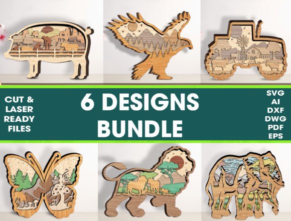 Download 6 Designs 3D Layered Cut File Bundle - Sign Collection