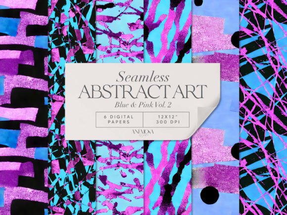Download Blue and Pink Paper Pack Abstract Art - Ink Collection