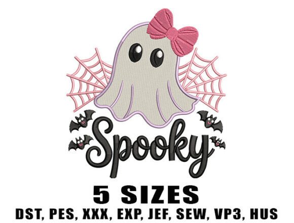Download Spooky Girly Ghost Embroidery Design - Sign Collection