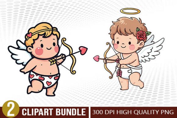 Download Cupid Angel Valentine Illustration Set - Illustration Collection