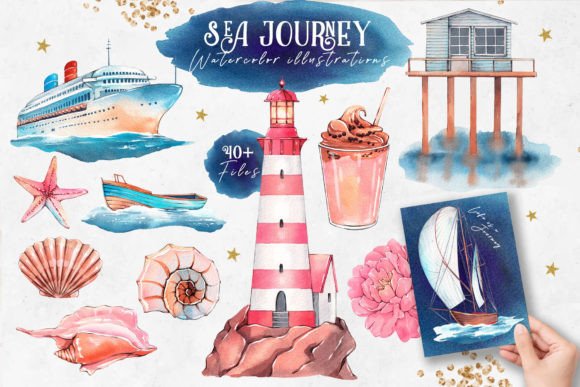Download Sea Journey. Watercolor Illustrations - Illustration Collection