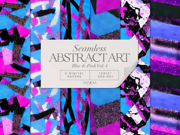Download Blue and Pink Paper Pack Abstract Art - Ink Collection