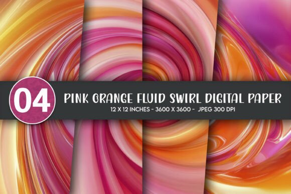 Download Pink Orange Fluid Swirl Digital Paper - Ink Collection