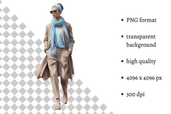 Download Fashion Girl in Beige &amp; Blue Clipart - Premium Resources