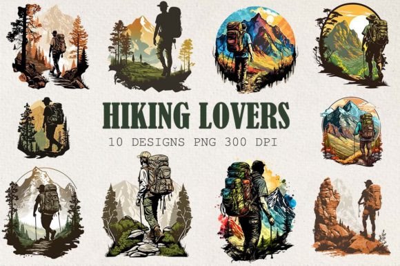 Download Hiking Lovers Clipart Bundle - Hiking Collection
