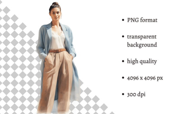 Download Fashion Girl in Beige &amp; Blue Clipart - Premium Resources